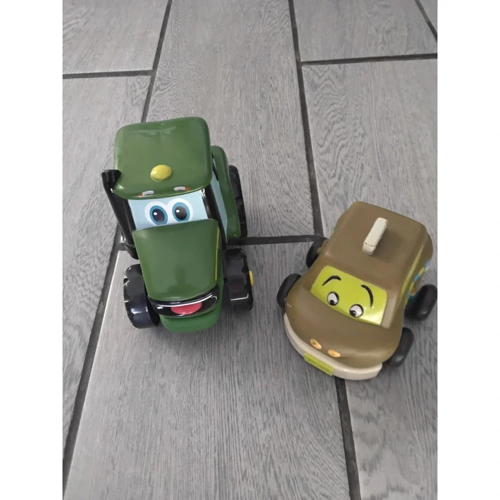 Tomy Johnny Tractor and Friends Toy Vehicle Set Green Tractor and Brown Van - Picture 1 of 4